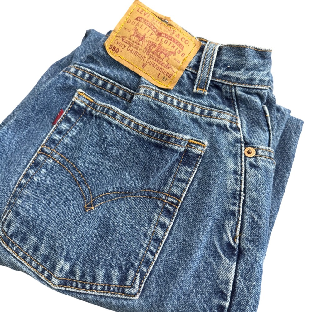 Levi's 550 Relaxed Fit Tapered Leg Blue Denim Jeans Mens Custom 28x30